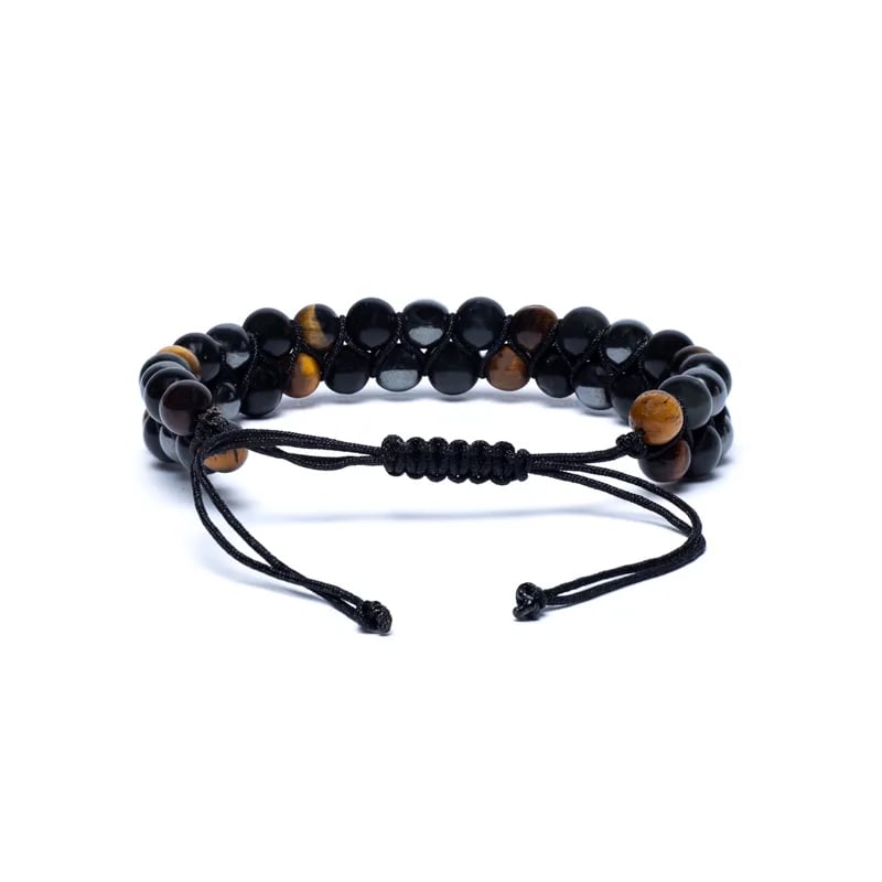 Armband Doppelt, Hämatit – Obsidian – Tigerauge