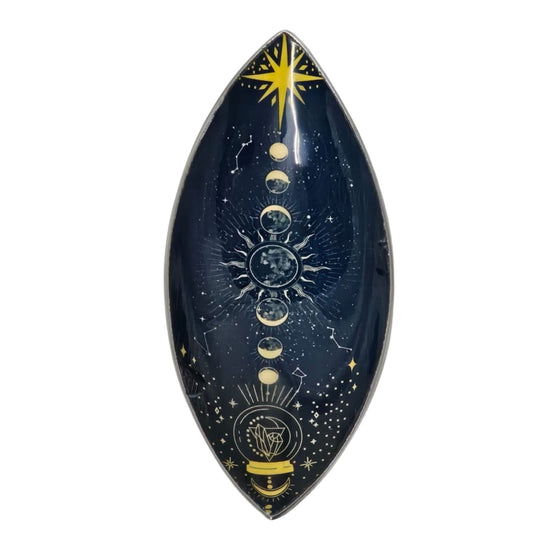 Enameled aluminum incense bowl with the Zodiac Moon Phases