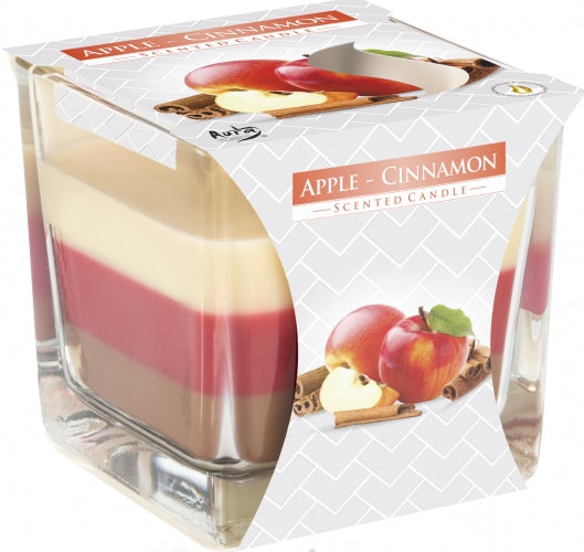 Bunte Kerzen im Glas Apfel-Zimt