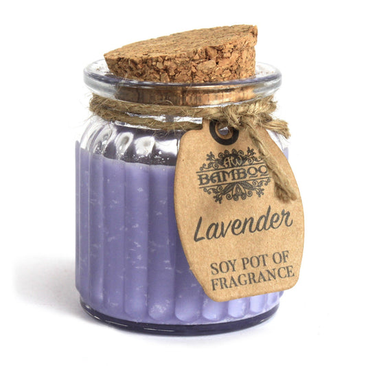Sojawachskerze im Glasgefäß – Lavendel