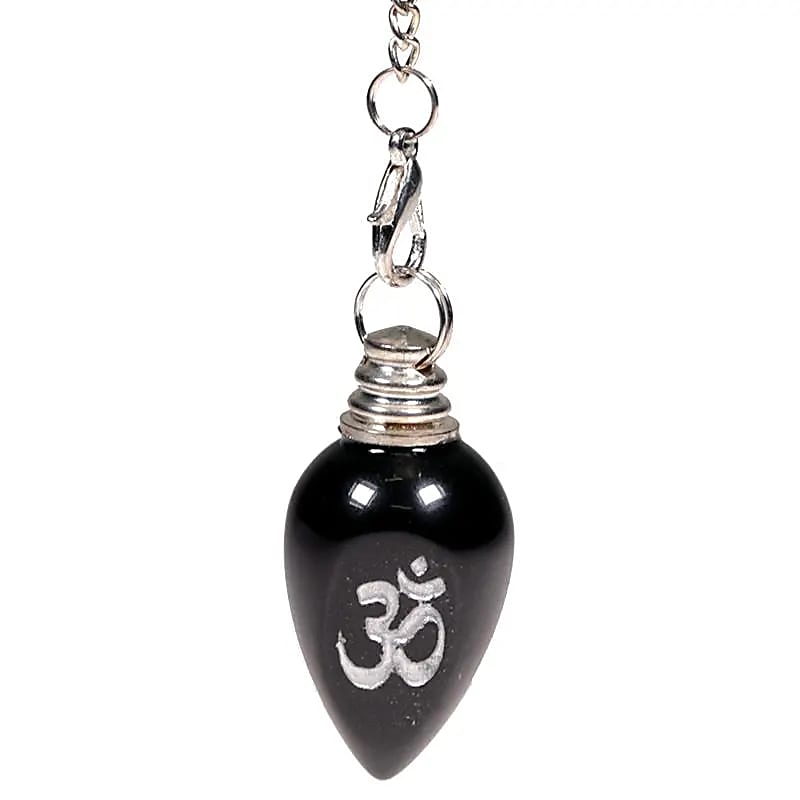 Pendant "OM" Black agate polished - with bag