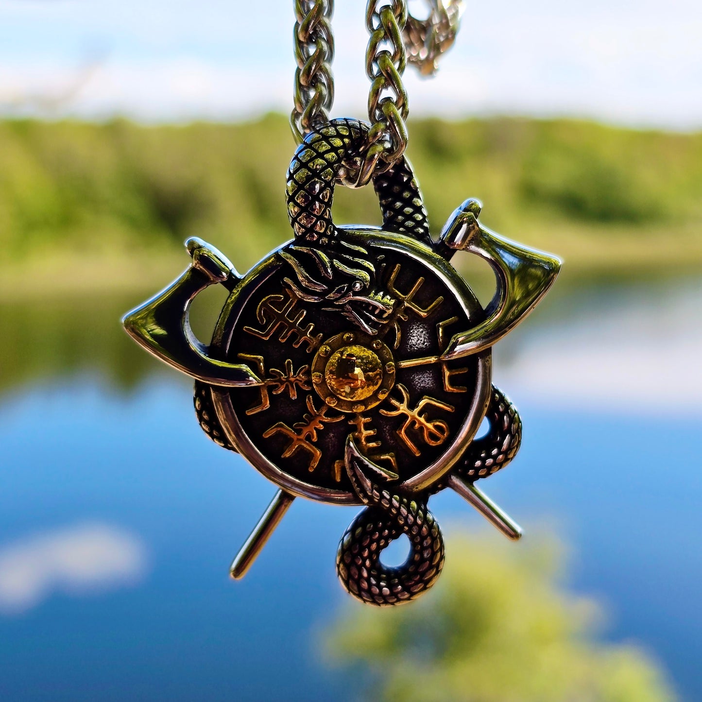 Halskette "Viking Vegvisir Schutzamulett"