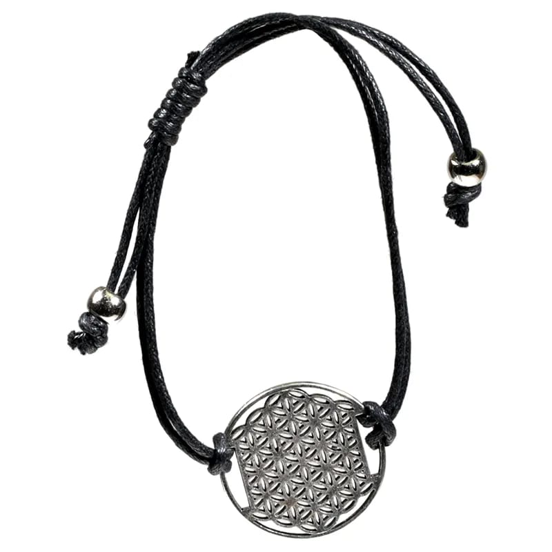 Armband Lebensblume - schwarz verstellbar