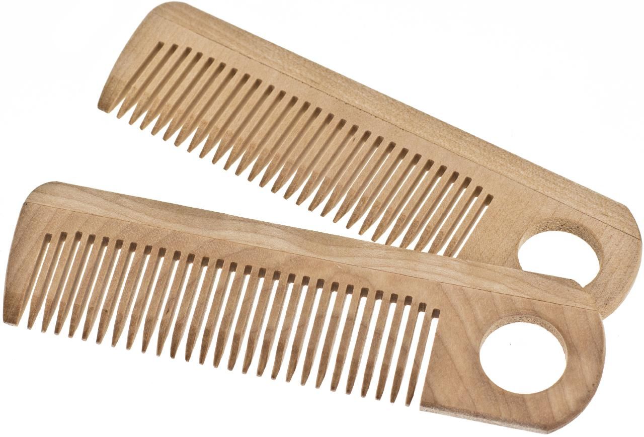 Naturholzkamm mit Grifflöchern für Haare und Bart aus Ahornholz