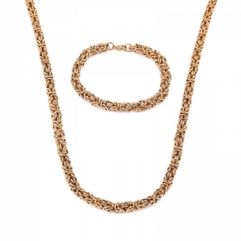 Smyckeset ”Sigtuna” – King Chain Halsband & Armband – Guld