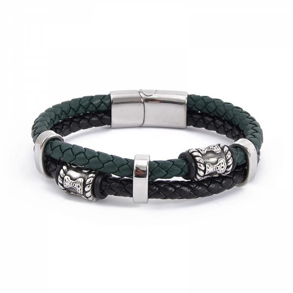 Mjölner Bracelet Leather black / green