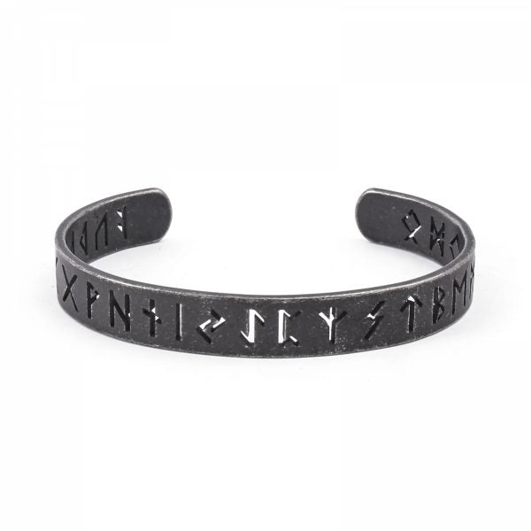 Antique Bangle "Runes of the North" Svart