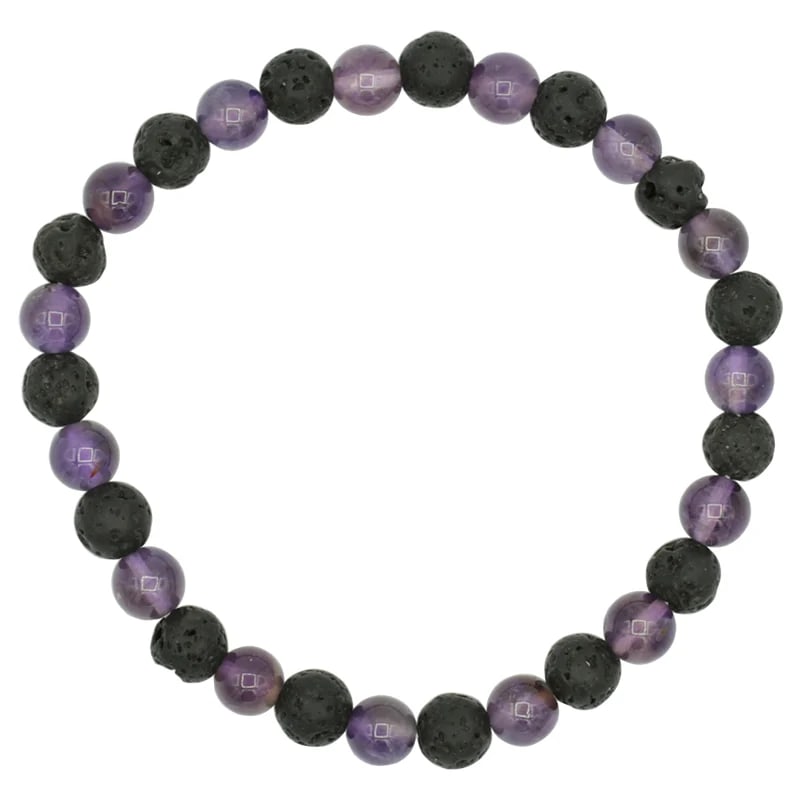 Armband Lavastein und Amethyst - 60mm
