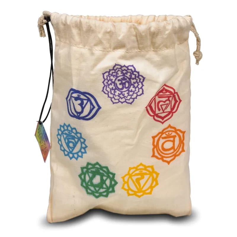 7 Chakra-Steine mit Baumwollbeutel
