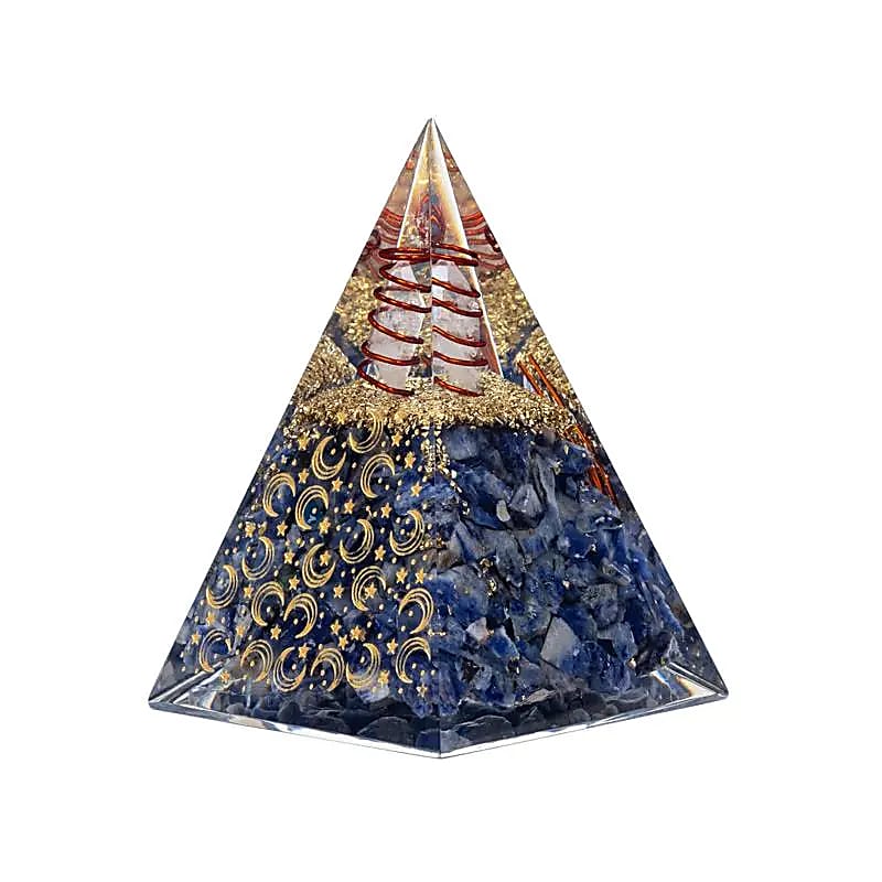 Orgonitpyramide Sodalith mit Mond- und Sterne