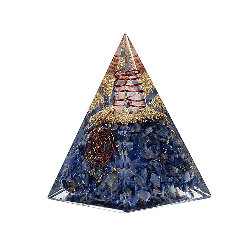Orgonitpyramide Sodalith mit Mond- und Sterne