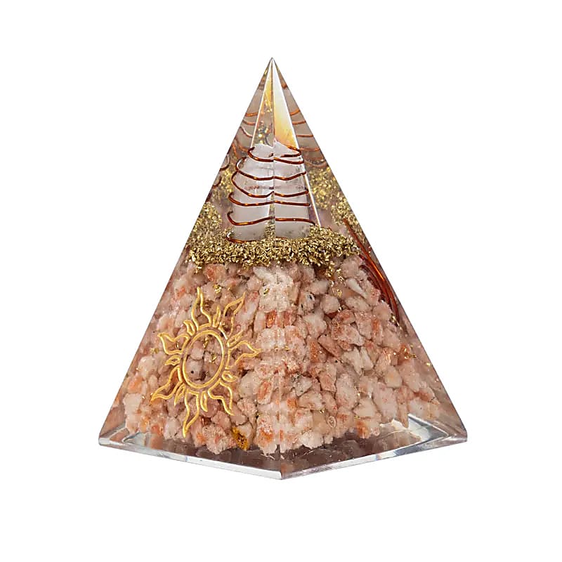 Orgonitpyramide mit Sonnenstein und Sonnensymbol