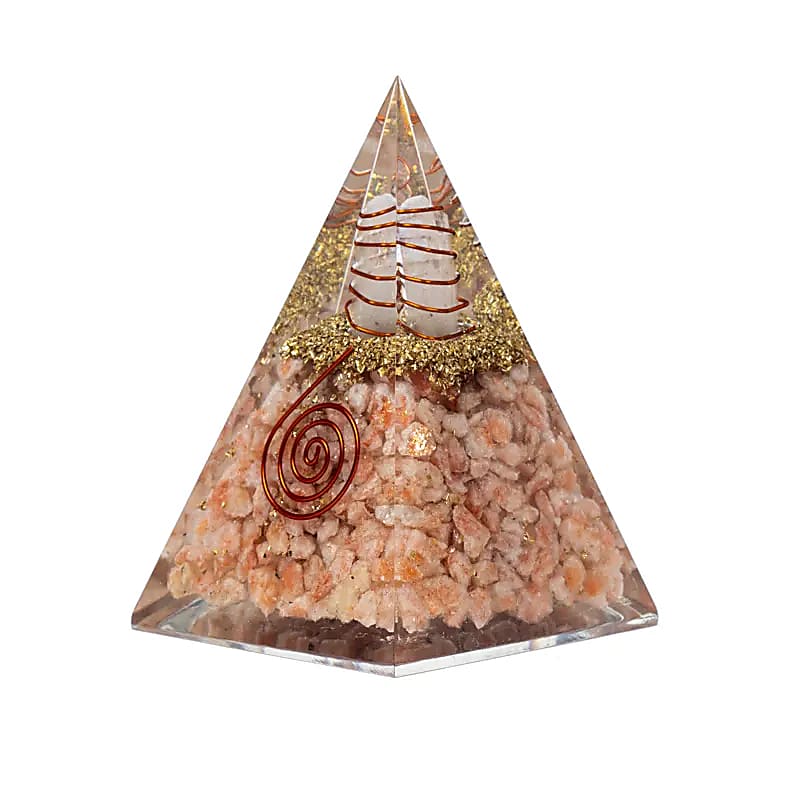 Orgonitpyramide mit Sonnenstein und Sonnensymbol