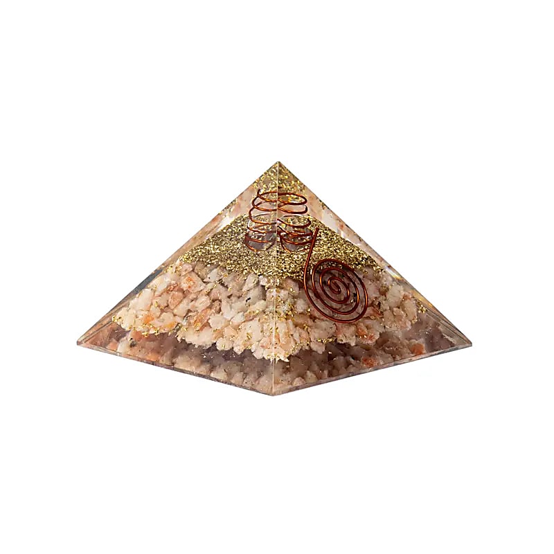 Orgonitpyramide mit Sonnenstein und Sonnensymbol