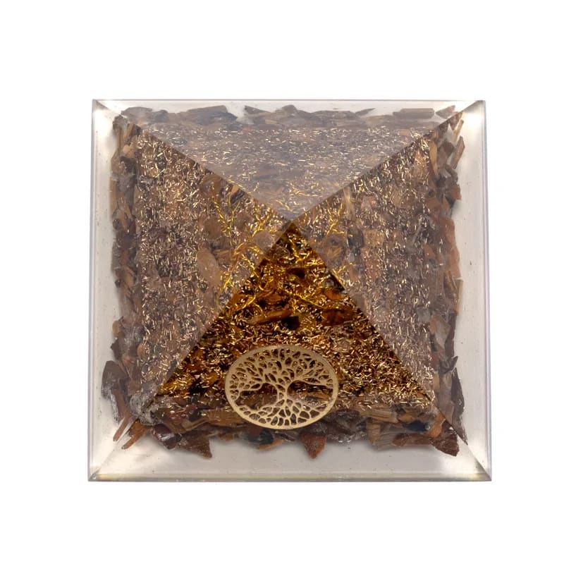 Orgonitpyramide - Tigerauge und Baum des Lebens