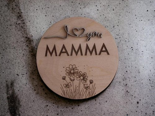 Holzdekoration „Ich liebe dich Mama“