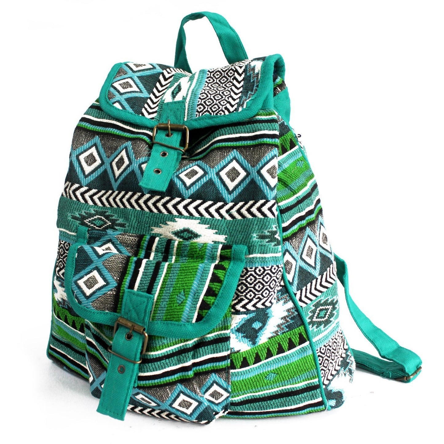 Jacquard-Rucksack – Natürlich & Einzigartig - Blaugrün
