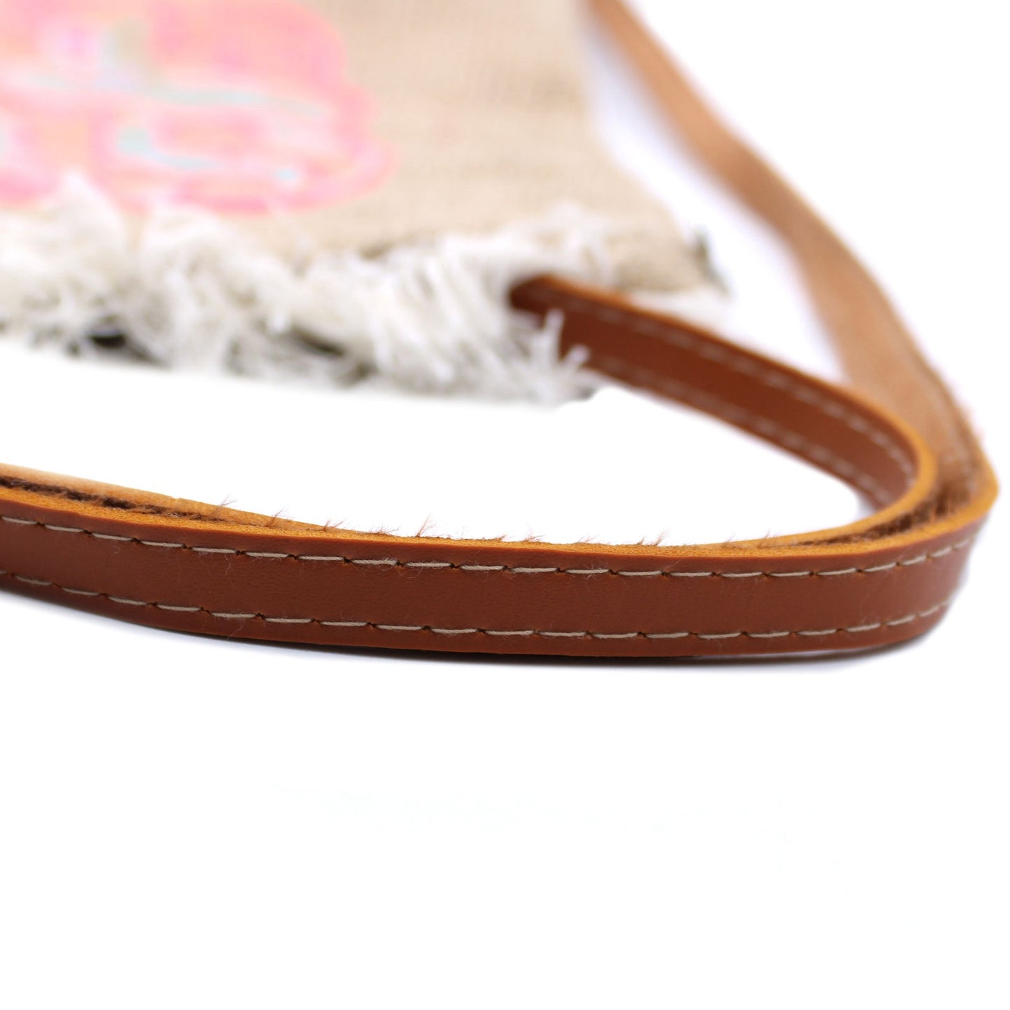 Fringe bag with Dreamcatcher print Jute