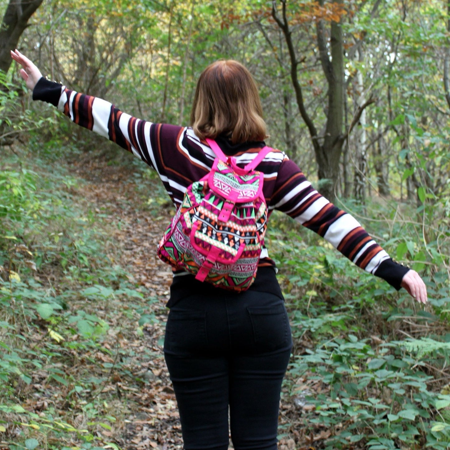 Jacquard-Rucksack – Natürlich & Einzigartig - Rosa