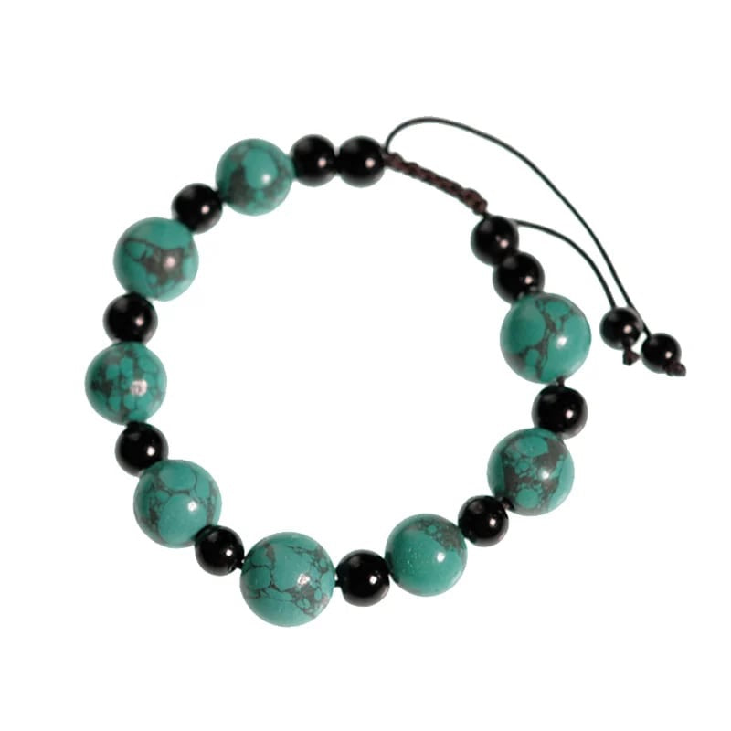 Armband Türkis und schwarzer Achat verstellbar