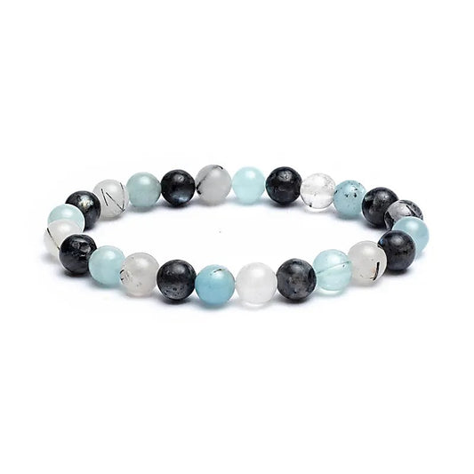 Armband med Akvamarin, Labradorit och Turmalin Kvarts, 8mm