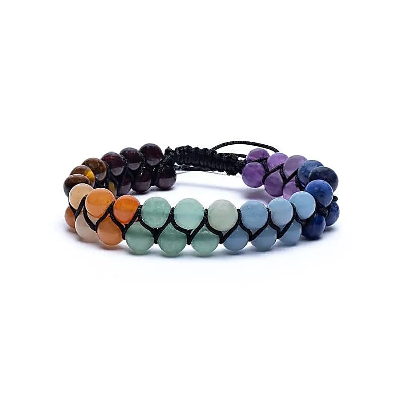 Chakra-Armband – doppelt, verstellbar mit Edelsteinen