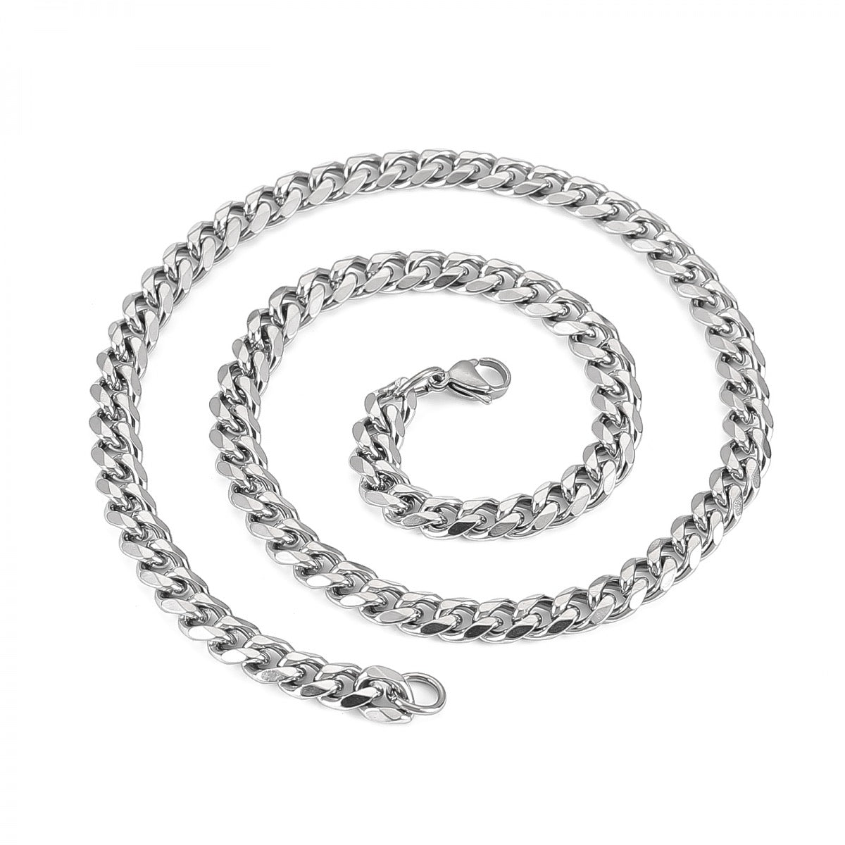 Linkchain necklace – stainless steel, silver