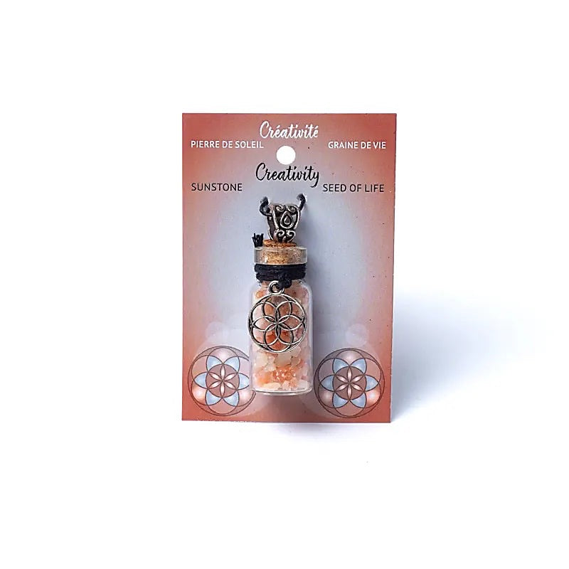 Kleine Geschenkflasche als Halsband mit Edelsteinen - verschiedene Varianten