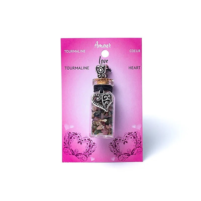 Kleine Geschenkflasche als Halsband mit Edelsteinen - verschiedene Varianten