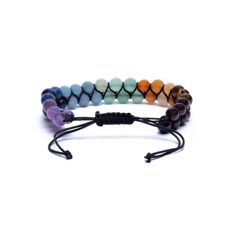 Chakra-Armband – doppelt, verstellbar mit Edelsteinen