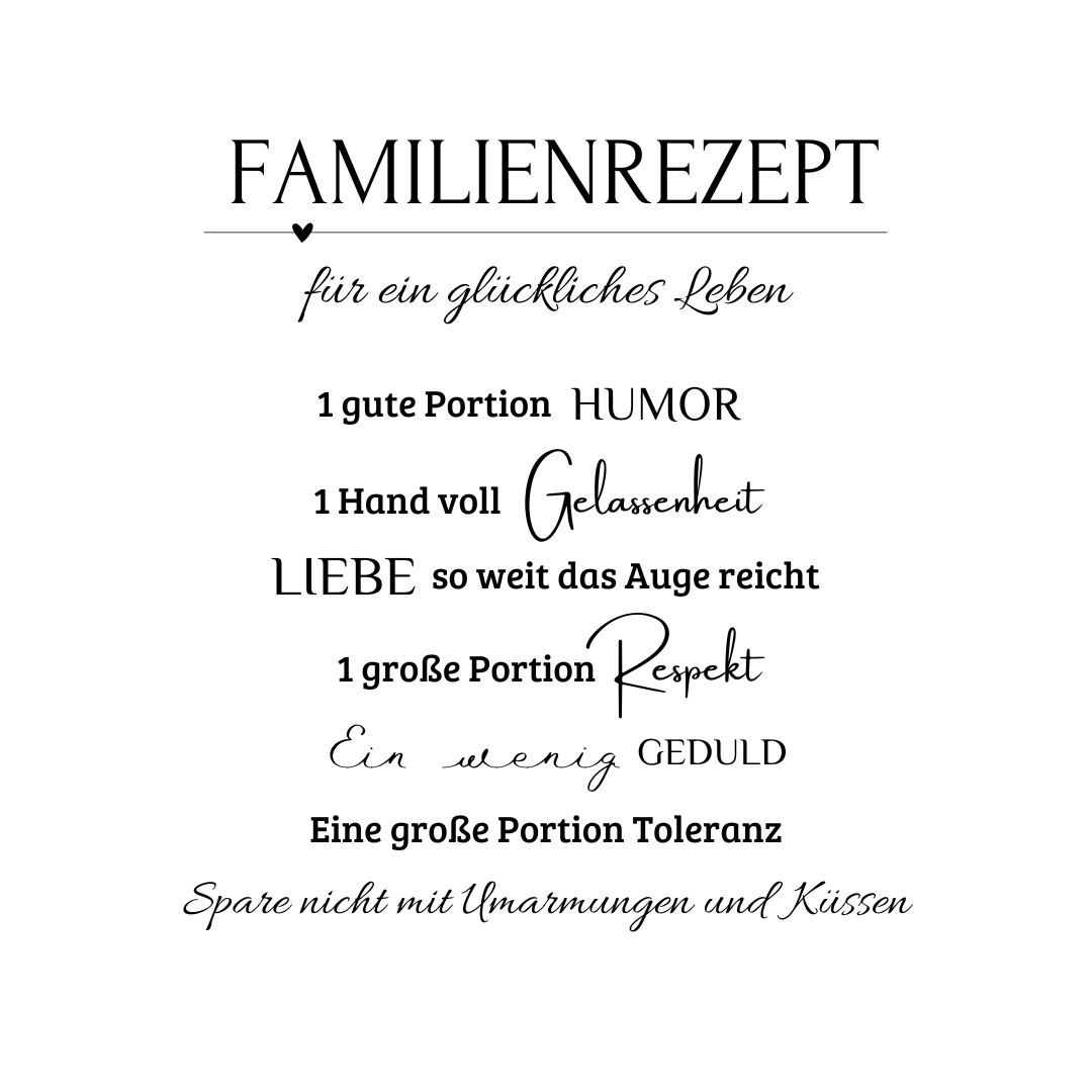 "Familienrezept" Schneidebrett aus FSC®-Erle mit Griff und lasergeschnittenem Herz
