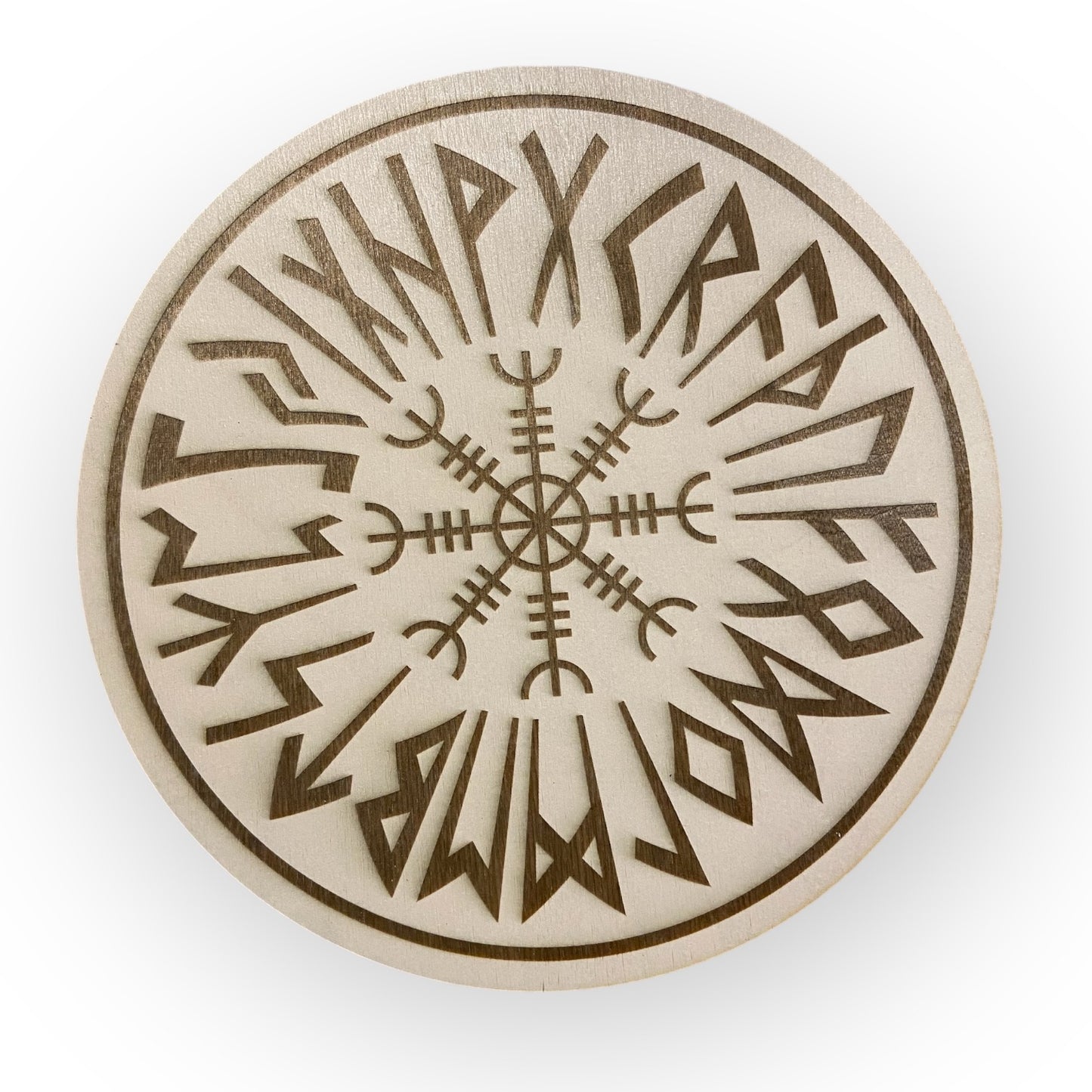 Wanddekoration – Wikingerschild mit Runen & Wikingerkompass 🛡️✨ – Typ 1, Vers. 2