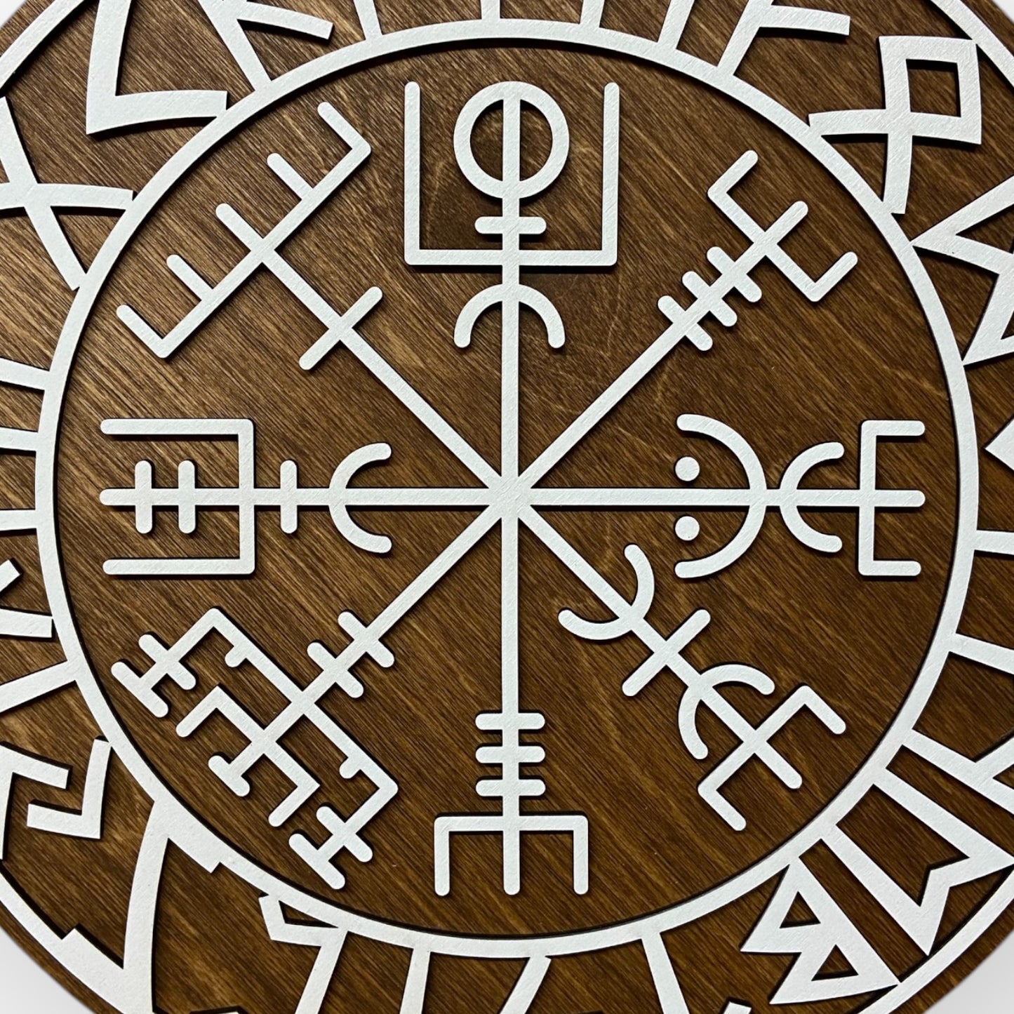 Wanddekoration – Vikingerschild mit Runen & Vikingkompass 🛡️✨ – Typ 3, Vers. 3