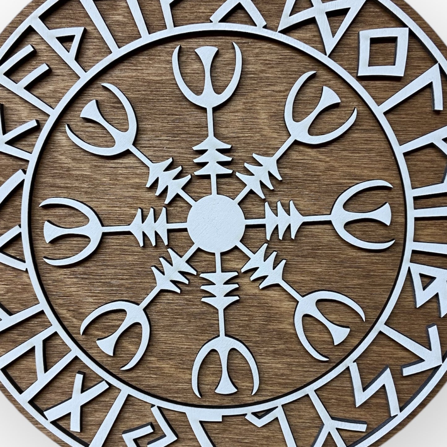 Wanddekoration – Vikingerschild mit Runen & Vikingkompass 🛡️✨ – Typ 4, Vers. 3