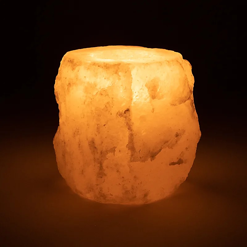 Salzkristall-Lichthalter ‚Orange‘ – Für ein schönes Licht und eine gesunde Atmosphäre