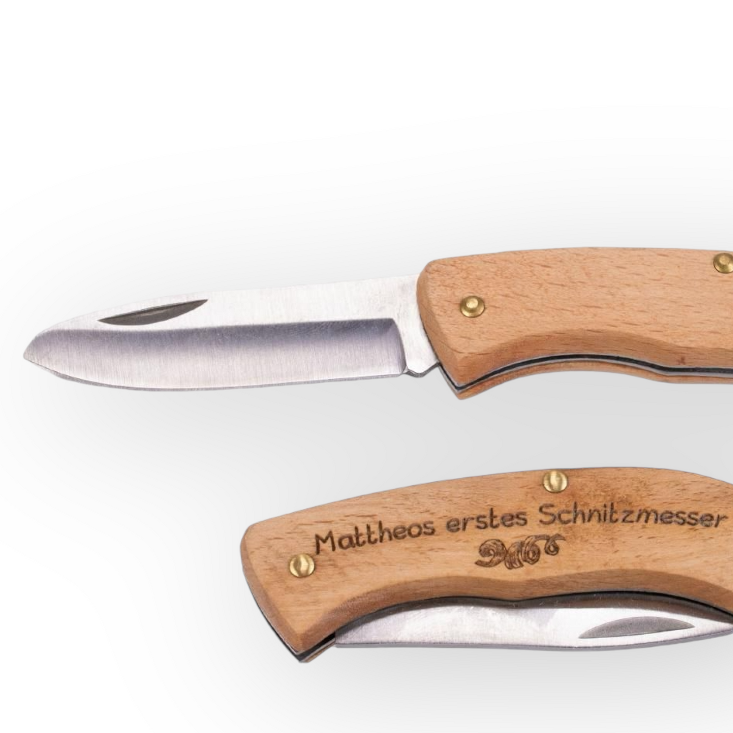 Kindersicheres Schnitzmesser aus Holz - persönliche Gravur möglich