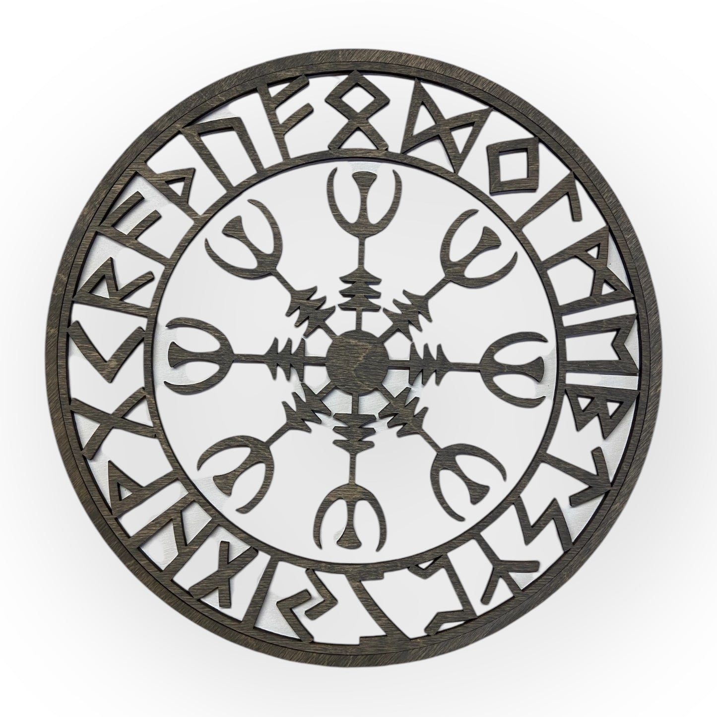 Wanddekoration – Vikingerschild mit Runen & Vikingkompass 🛡️✨ – Typ 4, Vers. 3