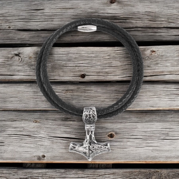 Leder Halsband "Giant Thor Mjölnir"
