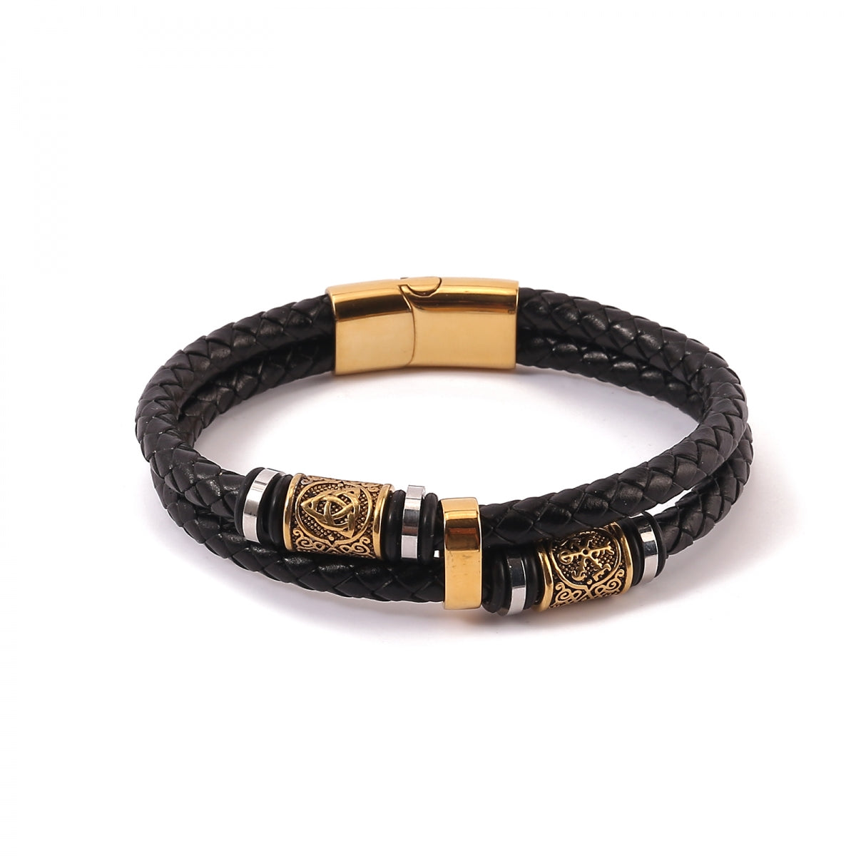 Lederarmband "Vegvisir und Valknut Double" (2025)