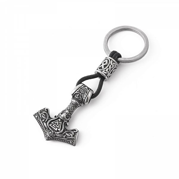 Schlüsselanhänger „Mjölnir Valknut“ – Silver Edition