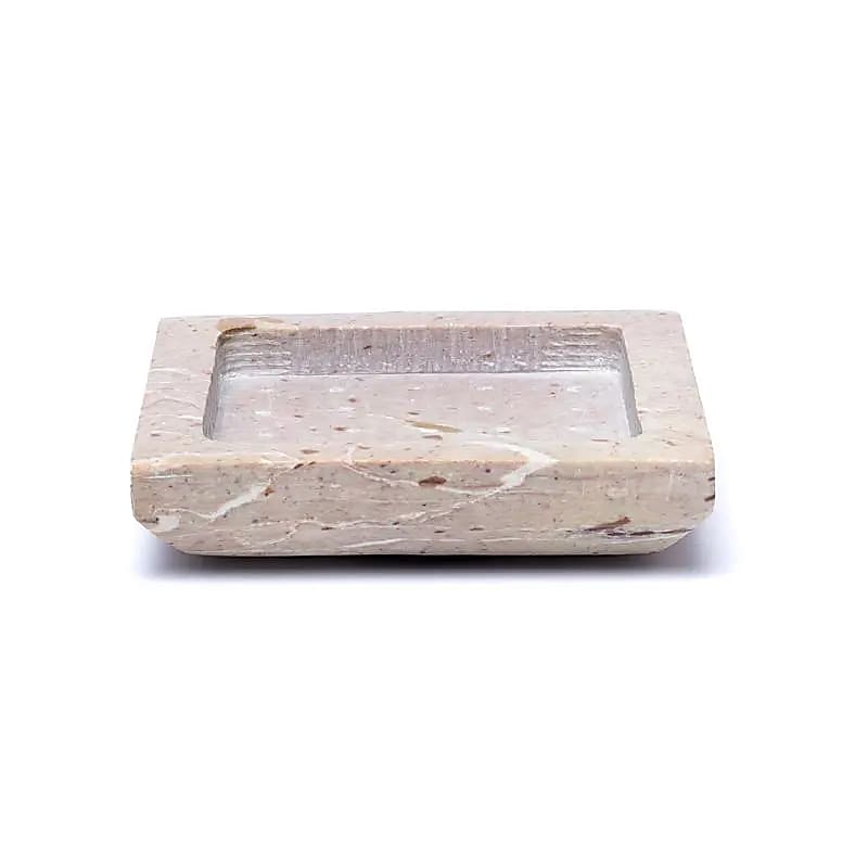 Kerzenhalter / Untersetzer aus Speckstein - Beige, Quadratisch