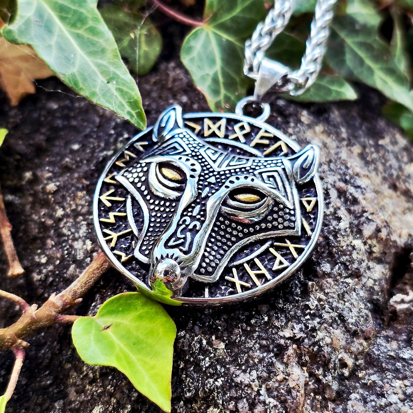 Necklace "Fenrir & Runes"