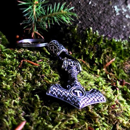 Schlüsselanhänger „Mjölnir Valknut“ – Silver Edition