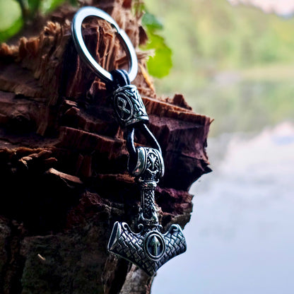Schlüsselanhänger „Mjölnir Valknut“ – Silver Edition