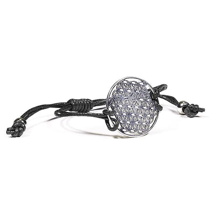 Armband Lebensblume - schwarz verstellbar
