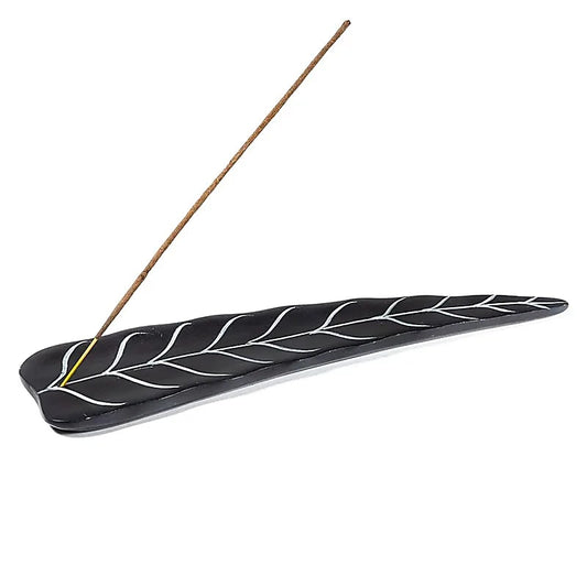 Edler Räucherstäbchenhalter aus schwarzem Speckstein - Variante 2