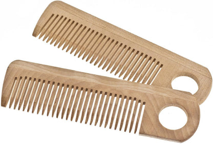 Naturholzkamm mit Grifflöchern für Haare und Bart aus Ahornholz