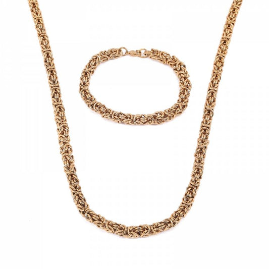 Smyckeset ”Sigtuna” – King Chain Halsband & Armband – Guld