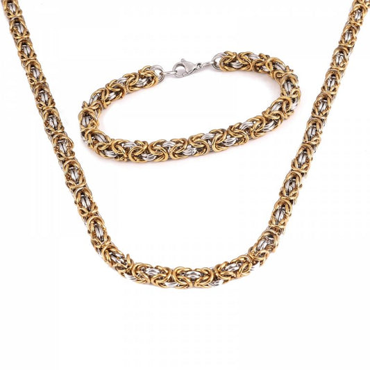 Smyckeset ”Sigtuna” – King Chain Halsband & Armband – Dualtone