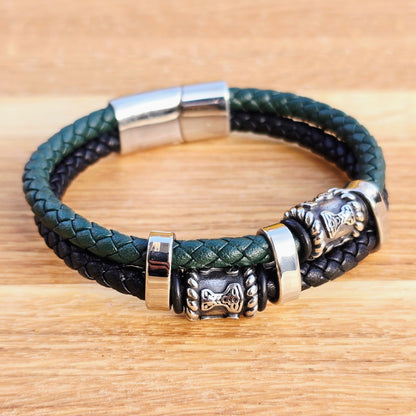 Mjölner Bracelett Leather black / green